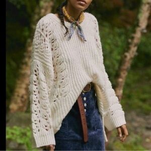 Anthropologie Pilcro Devenne Pointelle Knit Sweater